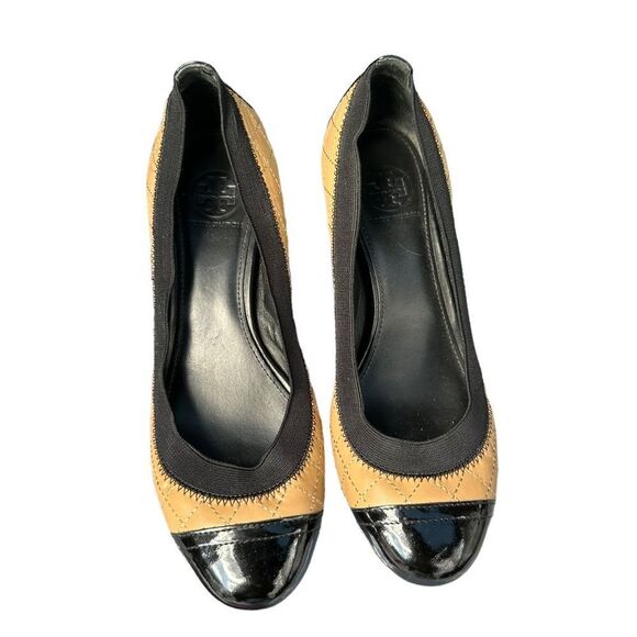 Tory Burch Shoes - Tory Burch Gabby Ballet Heels Black and Tan size 6.5